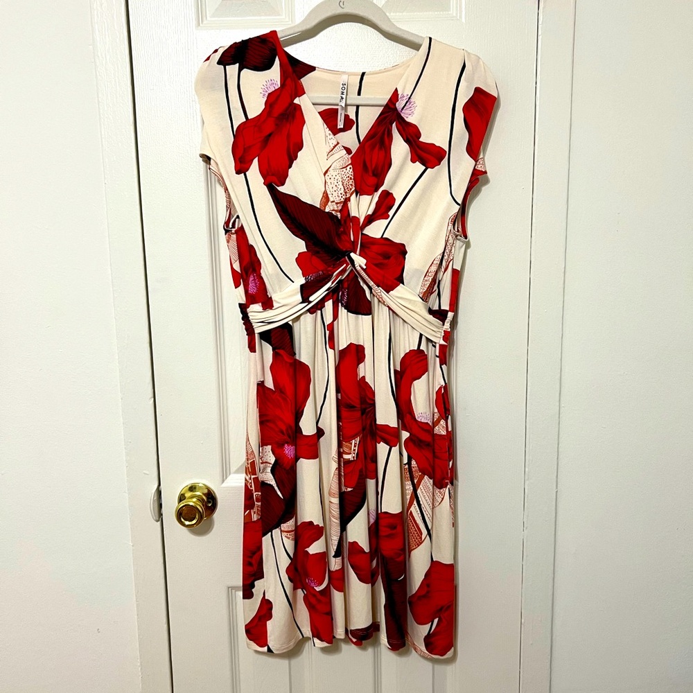 Soma soft jersey twist dress w/removable bra pads